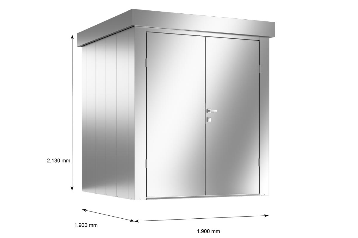 wetterfestes Geraetehaus in Silber Medium fuer mehr ordnung in hochwertiger stahlbauweise