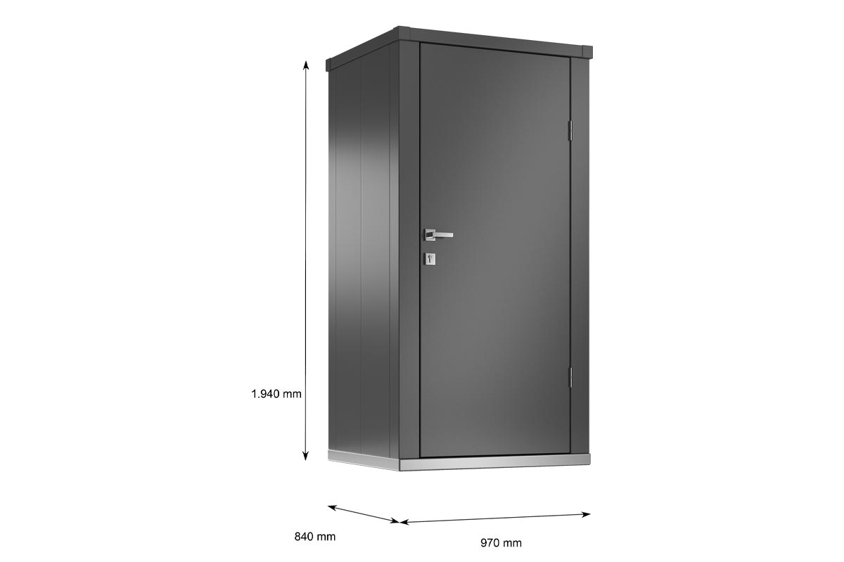 Geraeteschrank in Anthrazit von guardi in Small mit ordnungssystem