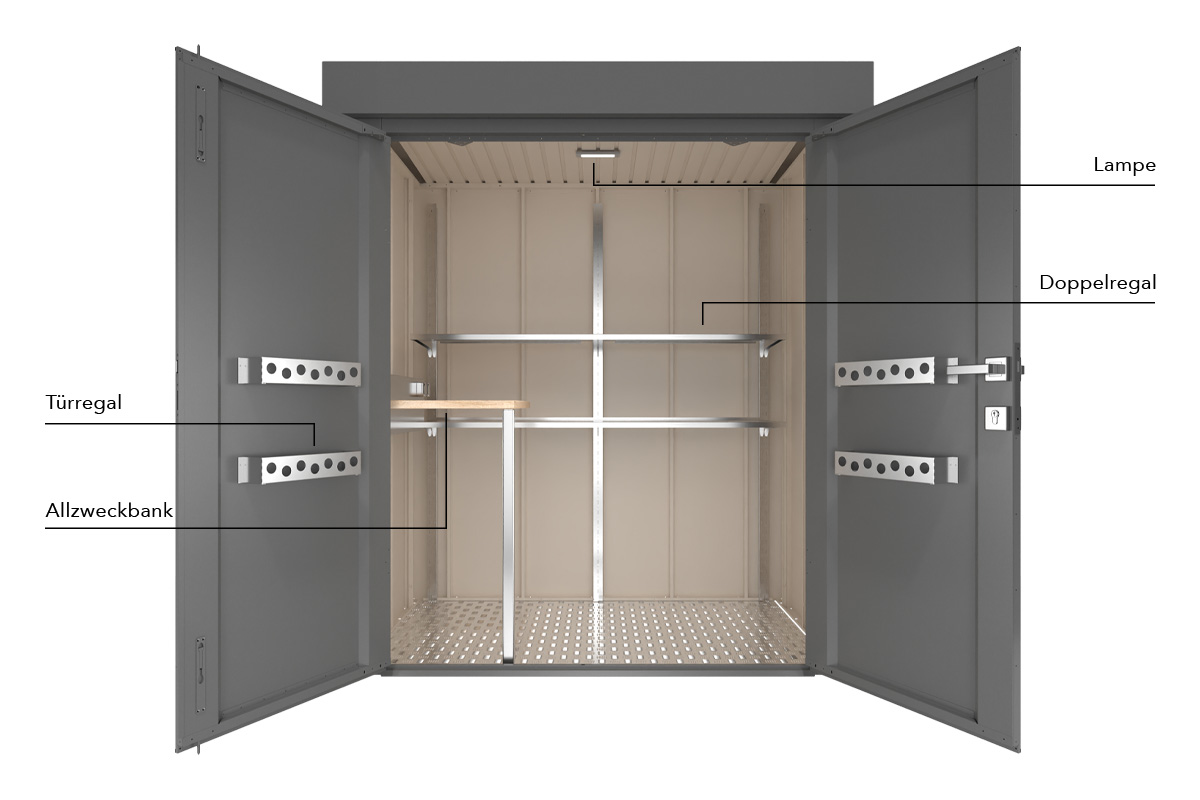 einfaches ordnungssystem fuer geraetehaus in Small in farbe Anthrazit fuer mehr ordnung und stauraum